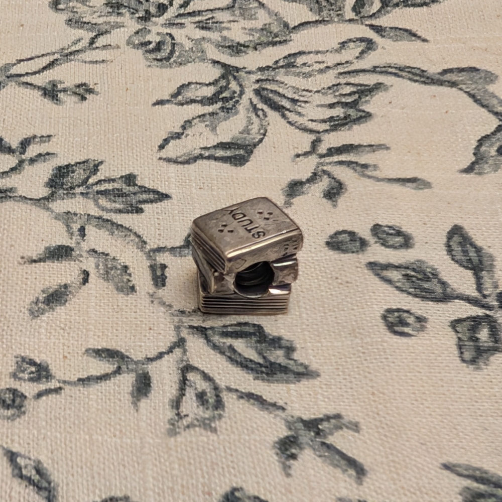 Retired Pandora  Silver Book Stack Charm